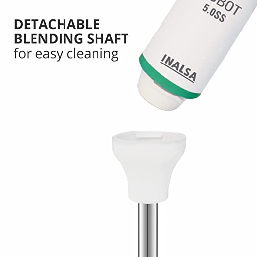 INALSA HAND BLENDER Robot 5.0 SS with Powerful Super Silent 500 Watt DC Motor| Stainless Steel Blade & Detachable Stem|2 Year Warranty INALSA HAND BLENDER Robot 5.0 SS with Powerful Super Silent 500 Watt DC Motor| Stainless Steel Blade & Detachable Stem|2 Year Warranty